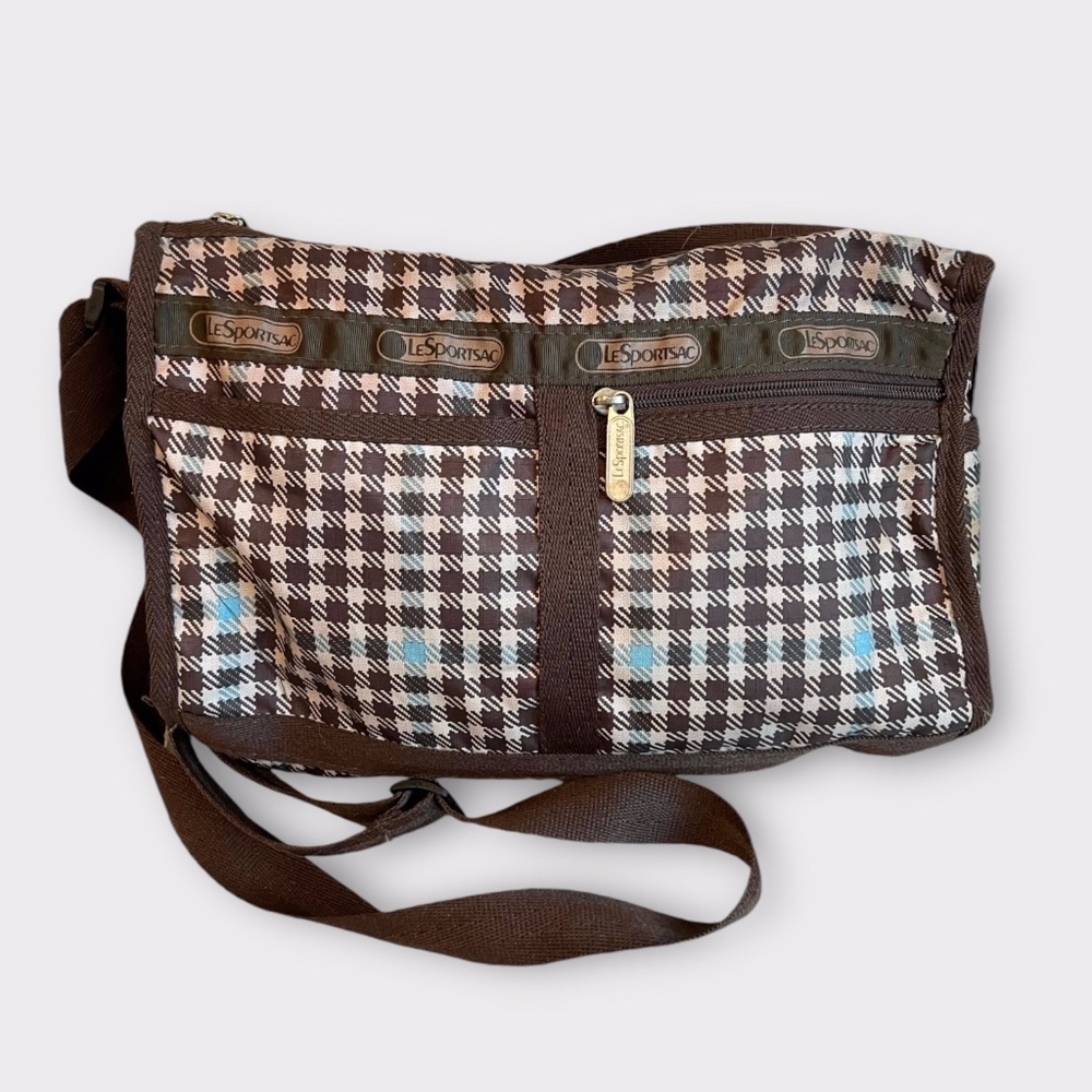 LeSportsac Brown Plaid Deluxe Everyday Shoulder Bag